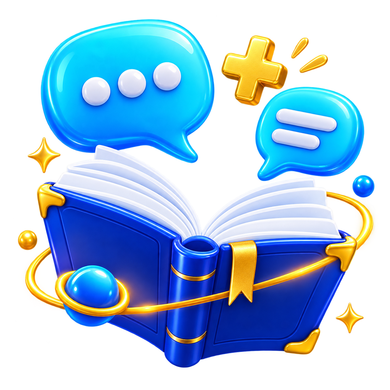 Interactive English book and conversation icon